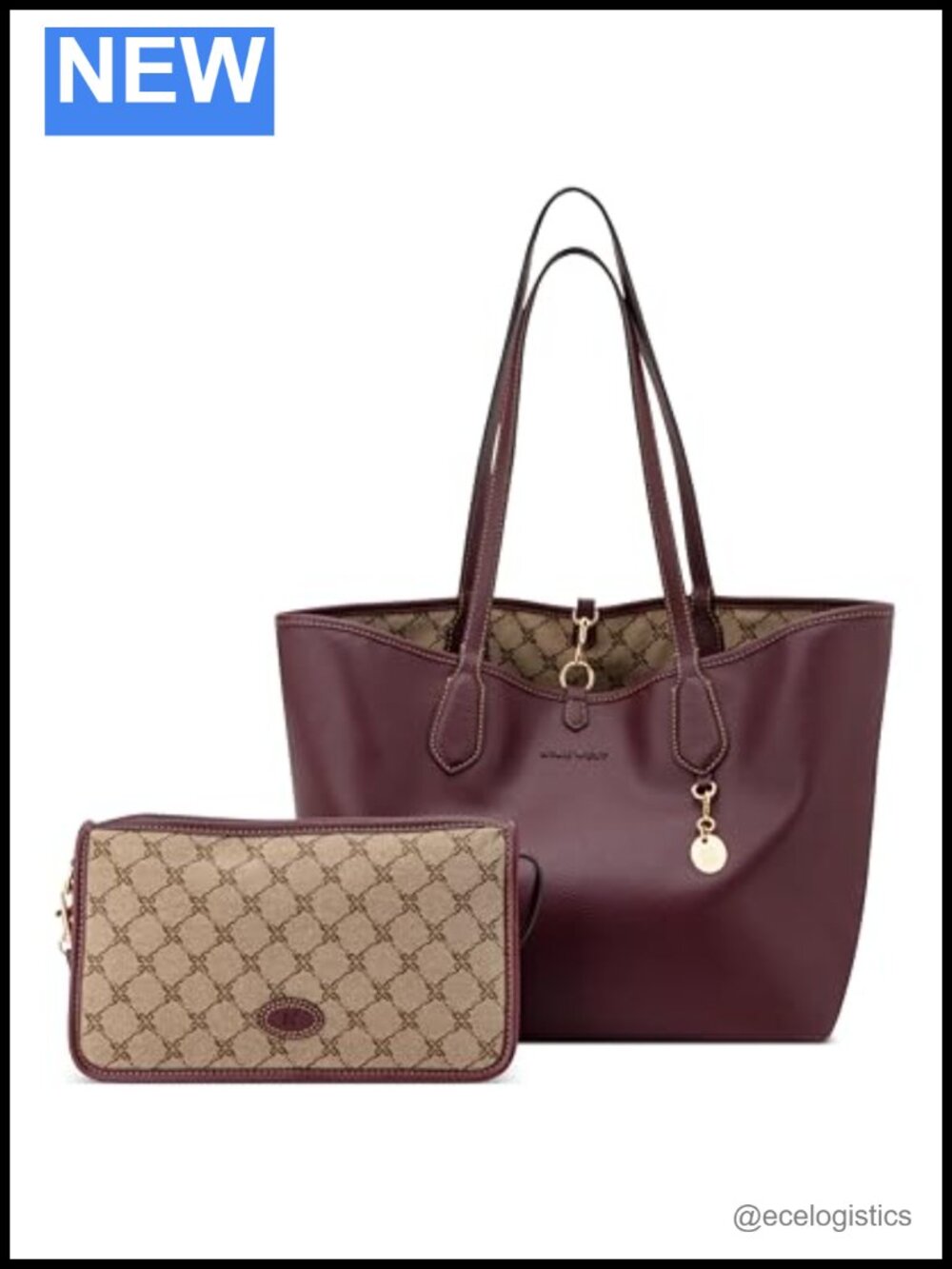Reversible Tote with Removable Shoulder Bag Faux Leather Satchel
